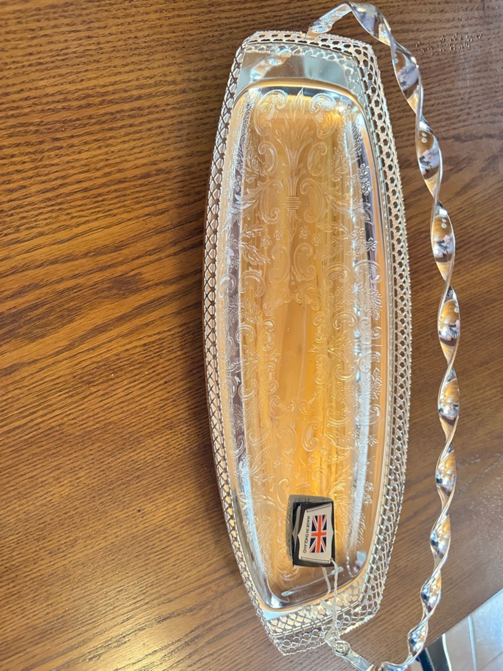 Vintage Tray with Scrolled Pattern